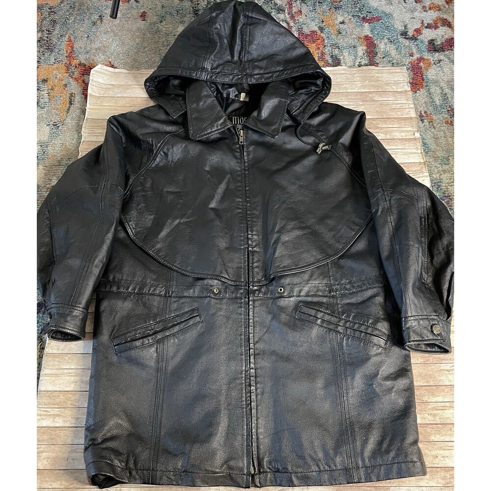 Vintage Maria Giovanni Women’s Black Leather Coat Adorable Style Size Small